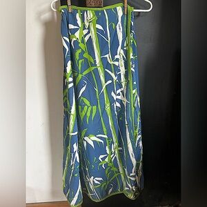 Vintage 70's Blue Bamboo Maxi Wrap Skirt Size S/M